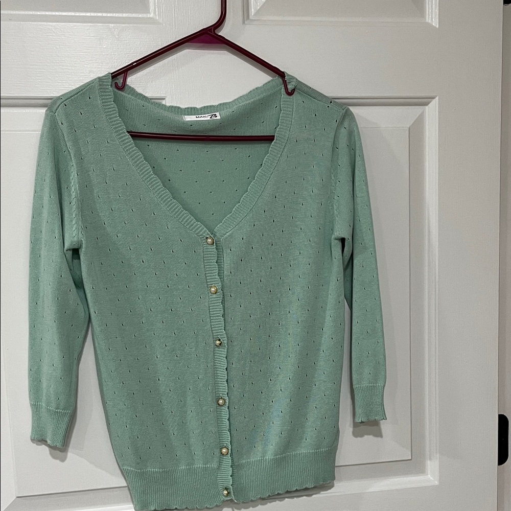 Mak B Mint Green Women's Cardigan - Picture 11 of 11